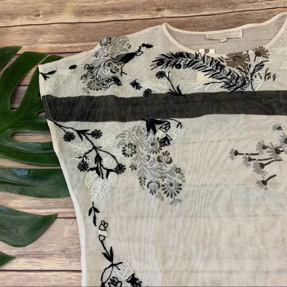 Kavita Bhartia cream embroidered sheer tunic top - Picture 4 of 11